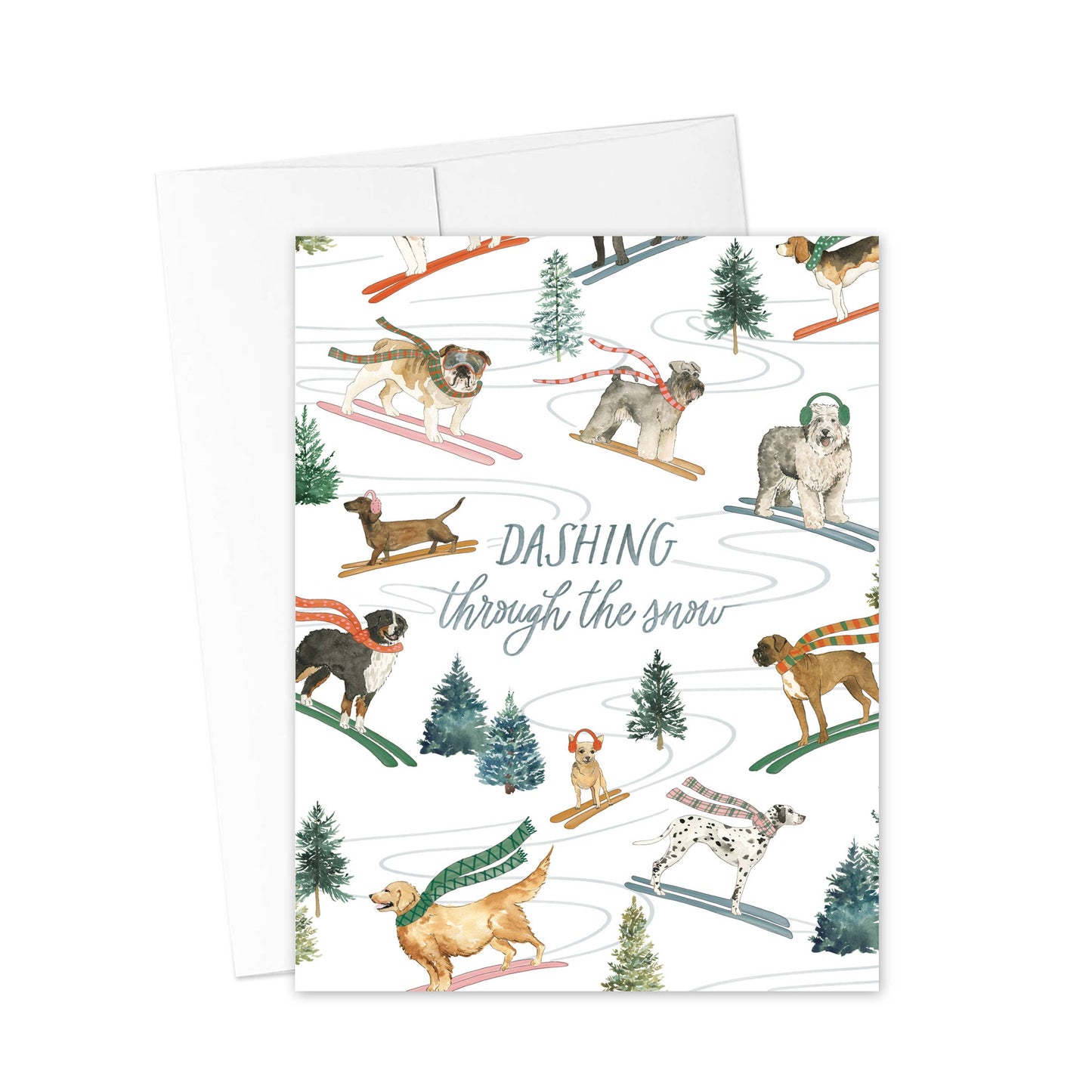 Dashing Through The Snow - Holiday Dogs Greeting Card