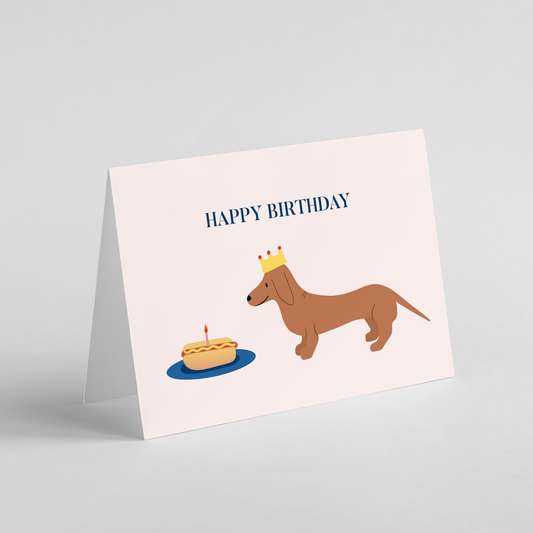 Sausage Dog Happy Birthday Card - Dog Themed Birthday Card