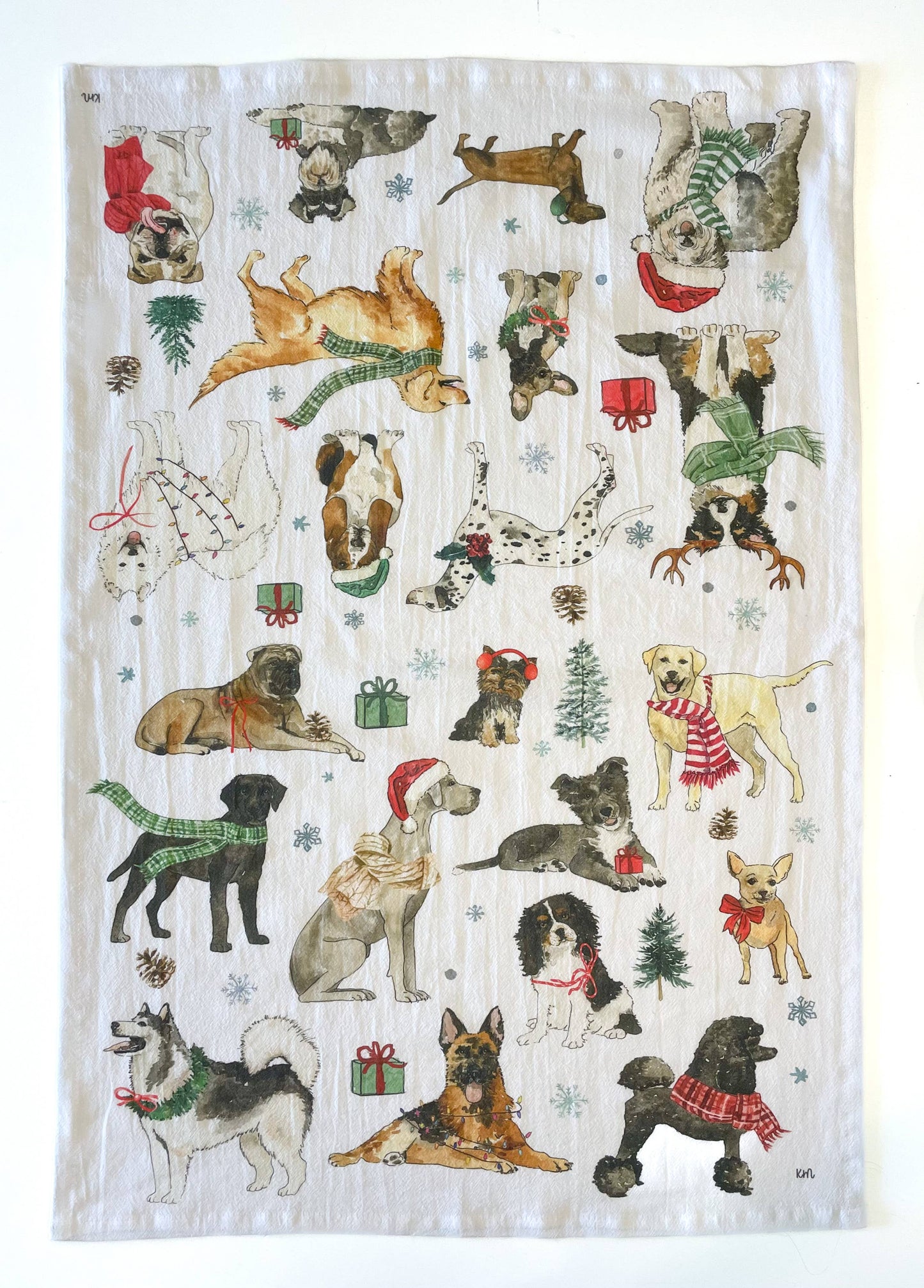 Cozy Christmas Dogs Kitchen Towel - Holiday Tea Towel