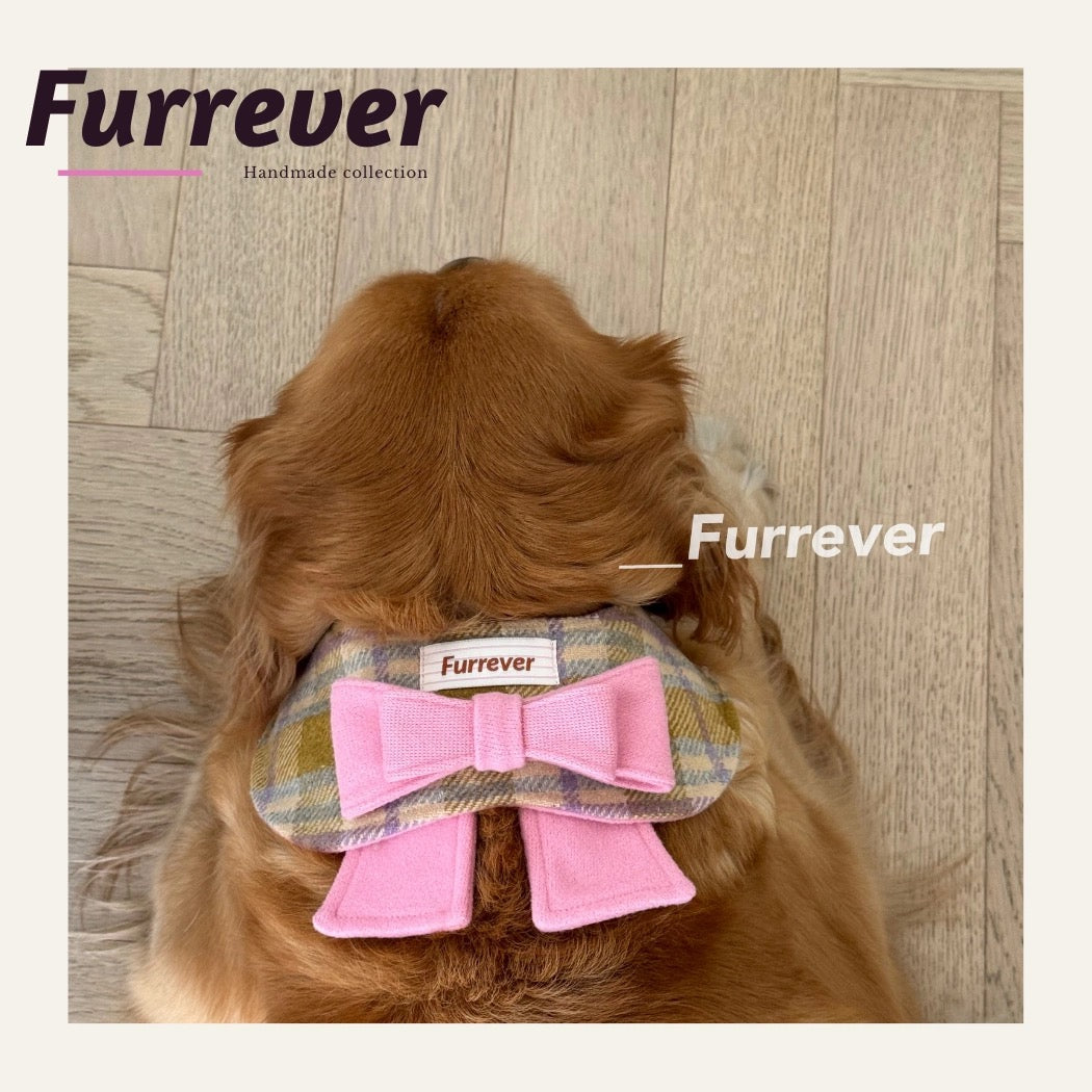 Furrever Gingham Pink Bow Cape