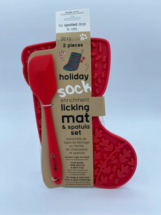 Holiday sock lick mat+ spatula set