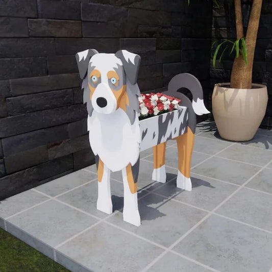 Australian Shepard Dog Planter