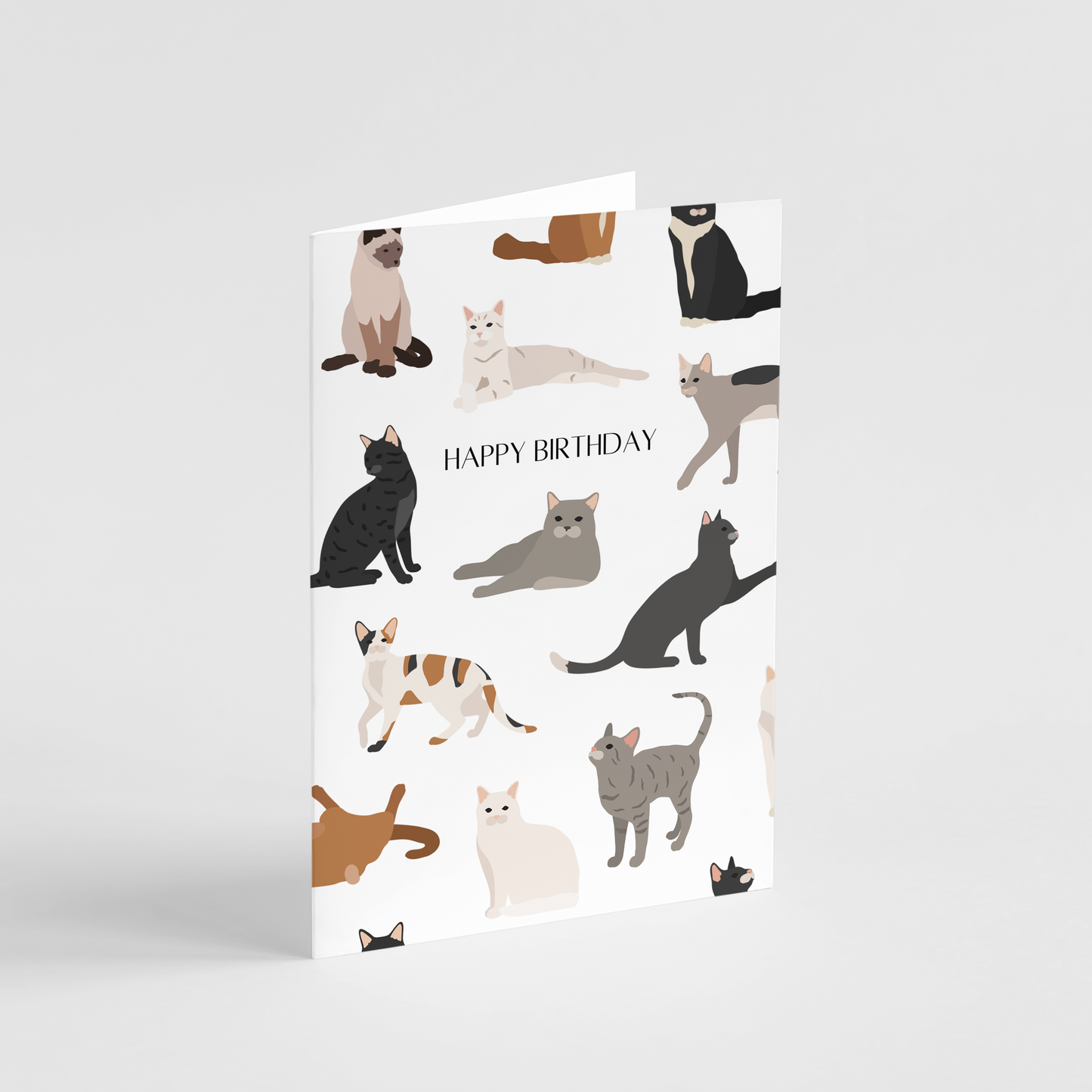 Cat Birthday Card - Cute Cat Happy Birthday Greeting Card