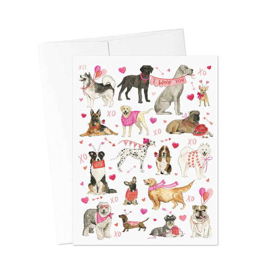 Cozy Valentine Dogs - Valentines Day Greeting Card