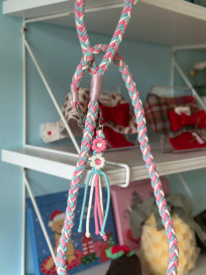 Braided Dog Leash (Pink& white)