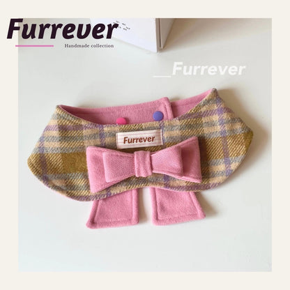 Furrever Gingham Pink Bow Cape