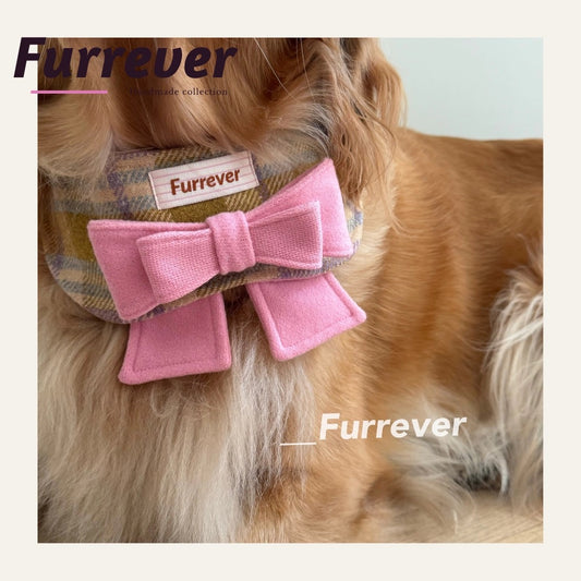 Furrever Gingham Pink Bow Cape