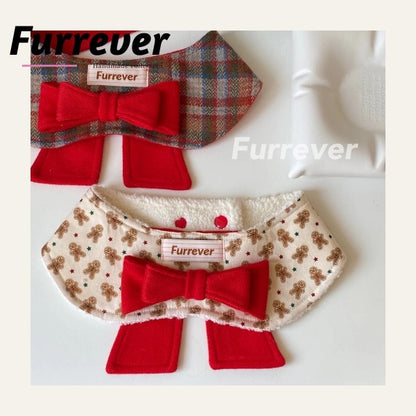 Furrever Gingham Red Bow Cape