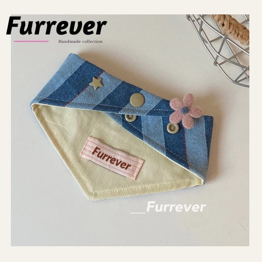 Furrever Denim Flower Bandana