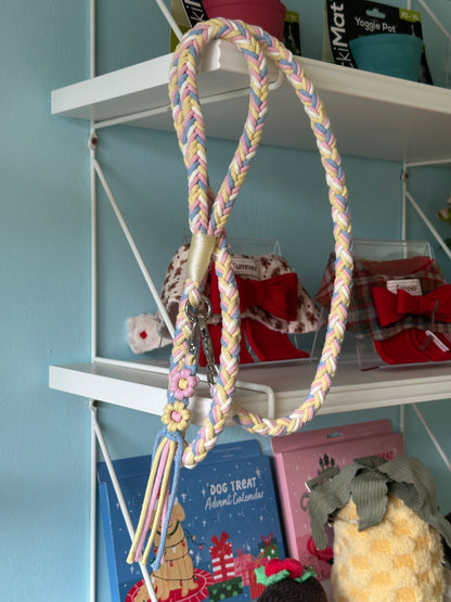 Braided Dog Leash (Pink& yellow)